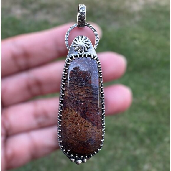 Pendant Fossil Dinosaur Gembone Paul Rossman 925 Sterling 3" w Bail 25.1g - Picture 5 of 14